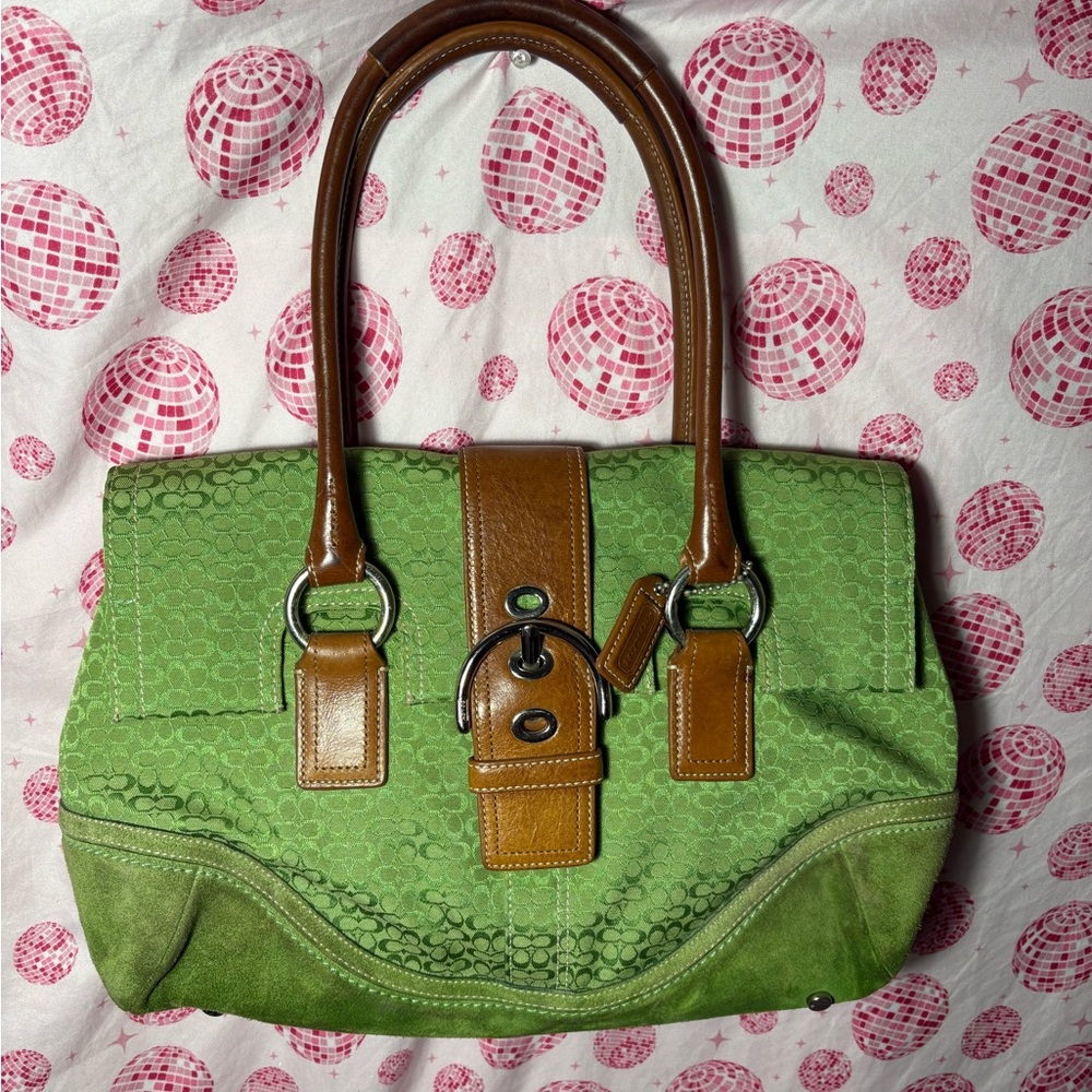 Coach soho Green and Brown shoulder Handbag